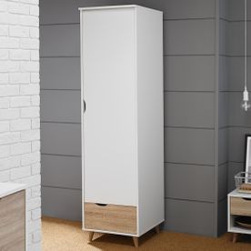 STOCKHOLM 1 DOOR WARDROBE WHITE-OAK