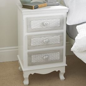 BRITTANY 2 DRAWER BEDSIDE WHITE-GREY